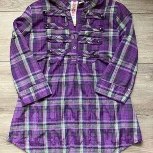 Stylish Purple Plaid Kids Button Down Shirt